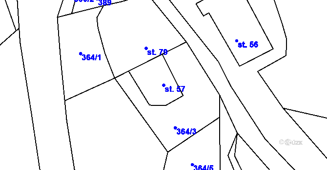 Parcela st. 57 v KÚ Staré Hutě na Moravě, Katastrální mapa