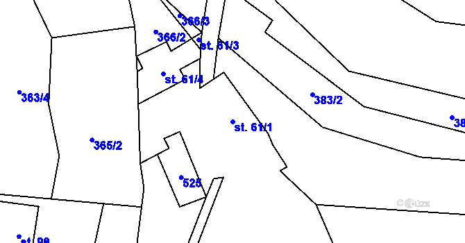 Parcela st. 61/1 v KÚ Staré Hutě na Moravě, Katastrální mapa