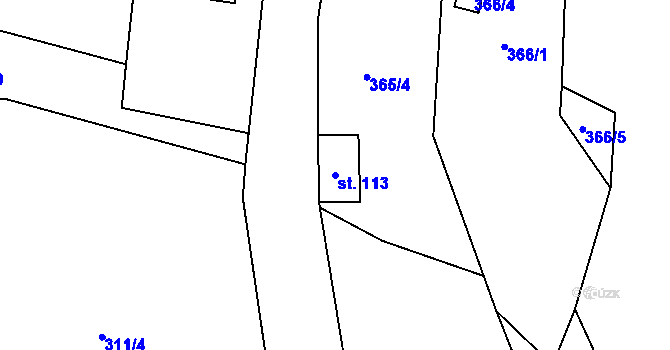 Parcela st. 113 v KÚ Staré Hutě na Moravě, Katastrální mapa