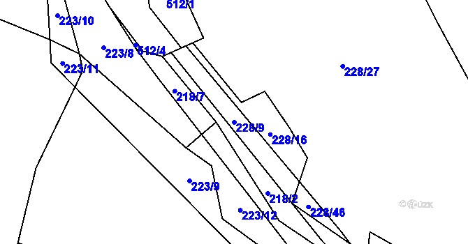 Parcela st. 228/9 v KÚ Staré Hutě na Moravě, Katastrální mapa
