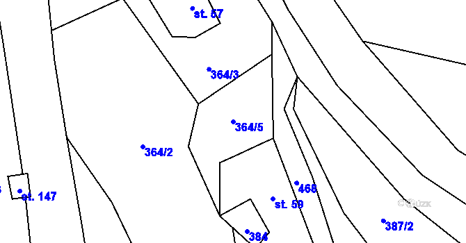 Parcela st. 364/5 v KÚ Staré Hutě na Moravě, Katastrální mapa