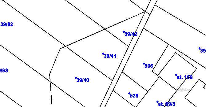Parcela st. 39/41 v KÚ Staré Hutě na Moravě, Katastrální mapa