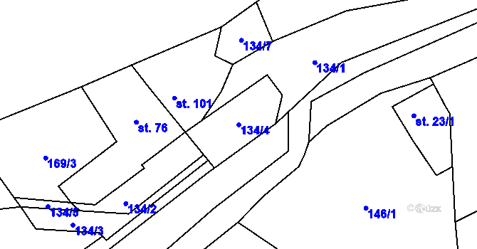 Parcela st. 134/4 v KÚ Staré Hutě na Moravě, Katastrální mapa