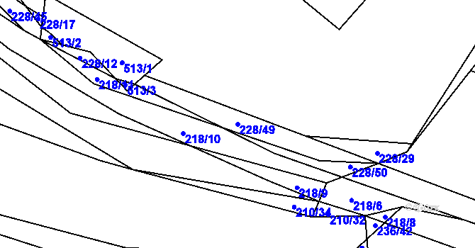 Parcela st. 228/49 v KÚ Staré Hutě na Moravě, Katastrální mapa