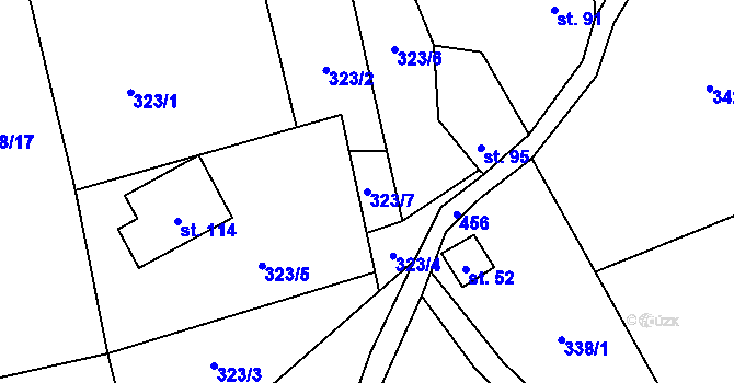 Parcela st. 323/7 v KÚ Staré Hutě na Moravě, Katastrální mapa