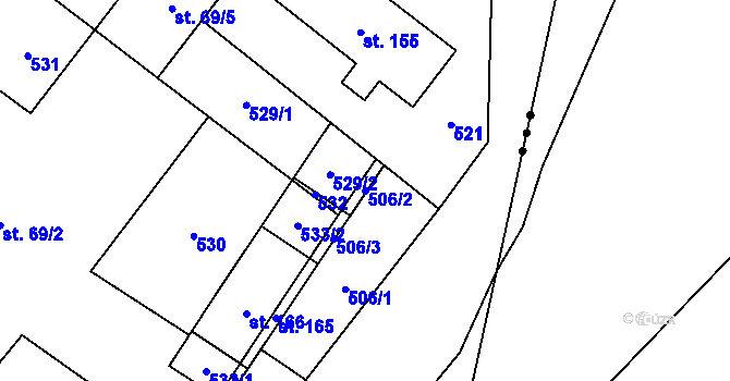 Parcela st. 506/2 v KÚ Staré Hutě na Moravě, Katastrální mapa