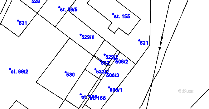 Parcela st. 529/2 v KÚ Staré Hutě na Moravě, Katastrální mapa