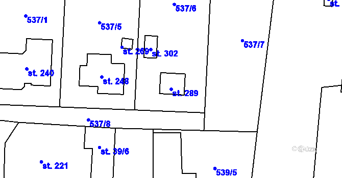 Parcela st. 289 v KÚ Staré Jesenčany, Katastrální mapa