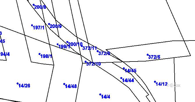 Parcela st. 372/6 v KÚ Staré Jesenčany, Katastrální mapa