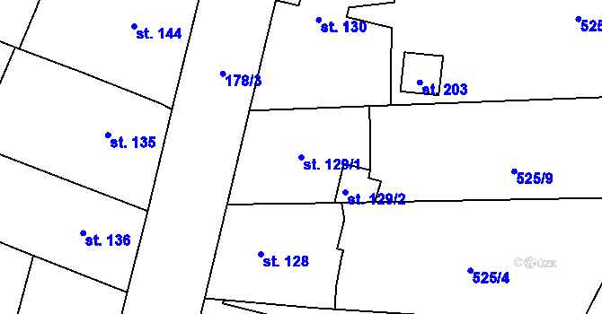 Parcela st. 129/1 v KÚ Staré Jesenčany, Katastrální mapa