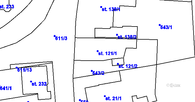 Parcela st. 121/1 v KÚ Staré Jesenčany, Katastrální mapa
