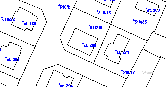 Parcela st. 266 v KÚ Staré Jesenčany, Katastrální mapa