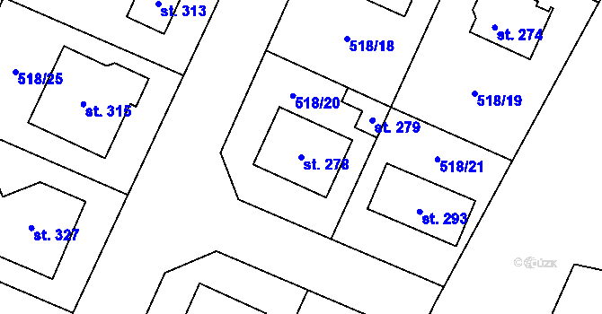 Parcela st. 278 v KÚ Staré Jesenčany, Katastrální mapa