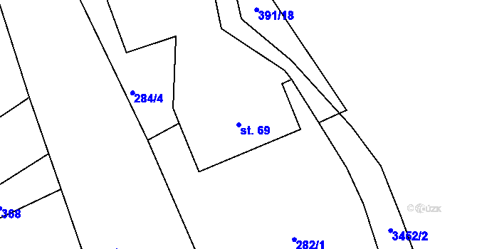 Parcela st. 69 v KÚ Staré Křečany, Katastrální mapa