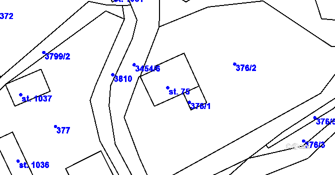 Parcela st. 75 v KÚ Staré Křečany, Katastrální mapa