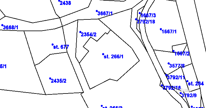 Parcela st. 266/1 v KÚ Staré Křečany, Katastrální mapa