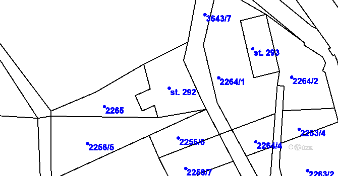 Parcela st. 292 v KÚ Staré Křečany, Katastrální mapa
