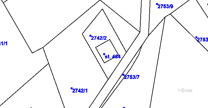 Parcela st. 484 v KÚ Staré Křečany, Katastrální mapa