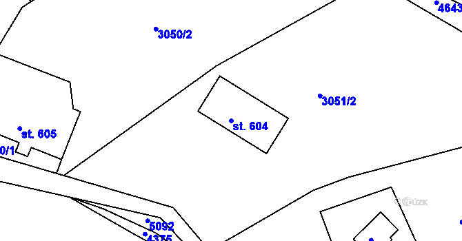 Parcela st. 604 v KÚ Staré Křečany, Katastrální mapa