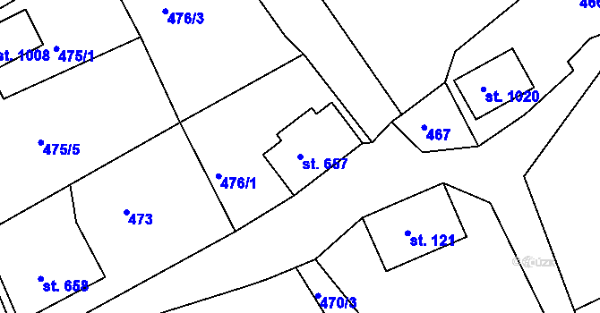 Parcela st. 657 v KÚ Staré Křečany, Katastrální mapa