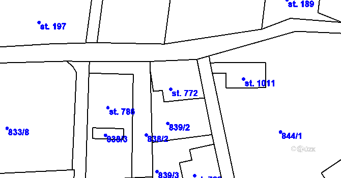 Parcela st. 772 v KÚ Staré Křečany, Katastrální mapa