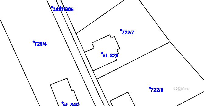 Parcela st. 828 v KÚ Staré Křečany, Katastrální mapa