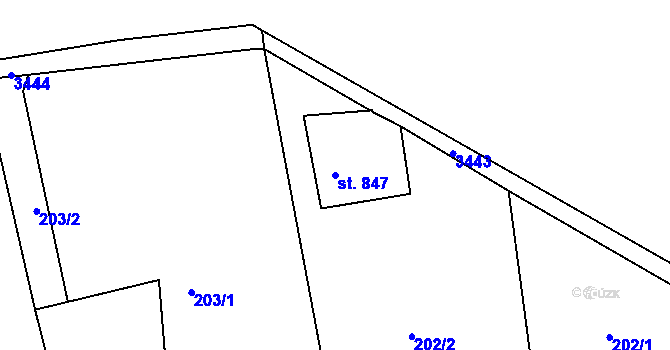 Parcela st. 847 v KÚ Staré Křečany, Katastrální mapa