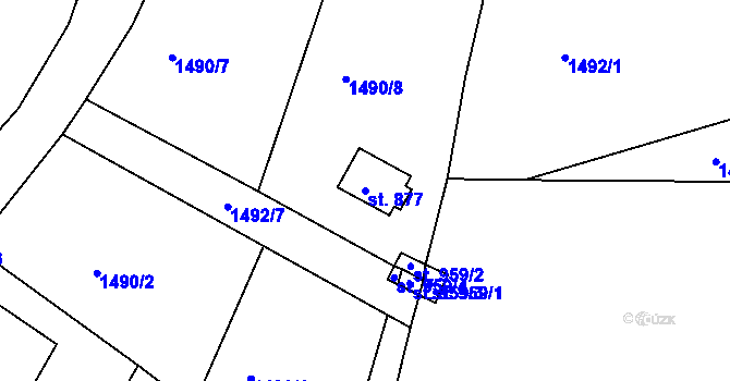 Parcela st. 877 v KÚ Staré Křečany, Katastrální mapa