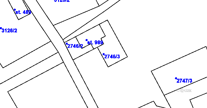 Parcela st. 2746/3 v KÚ Staré Křečany, Katastrální mapa