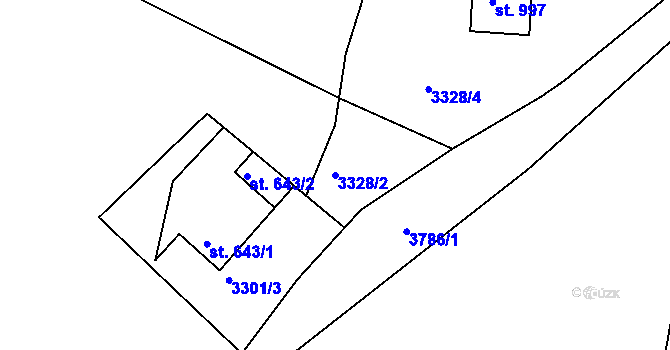 Parcela st. 3328/2 v KÚ Staré Křečany, Katastrální mapa