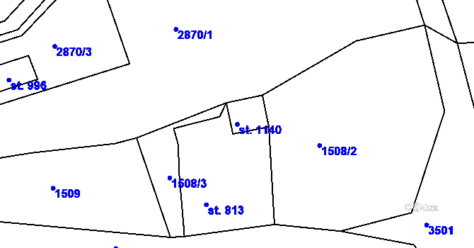 Parcela st. 1140 v KÚ Staré Křečany, Katastrální mapa