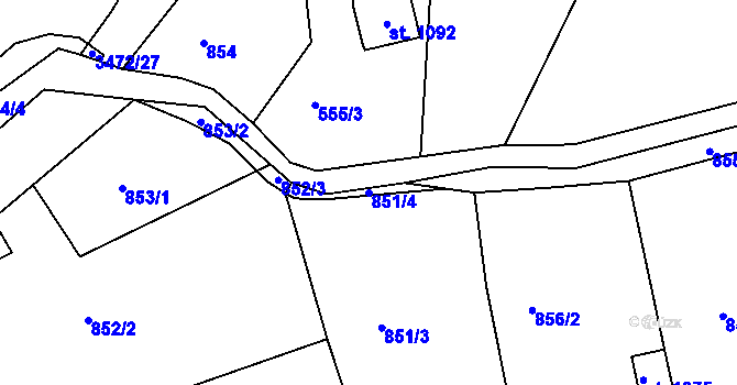 Parcela st. 851/4 v KÚ Staré Křečany, Katastrální mapa