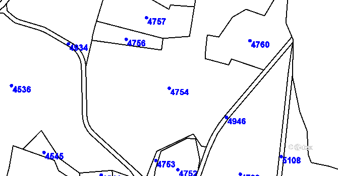 Parcela st. 4754 v KÚ Staré Křečany, Katastrální mapa