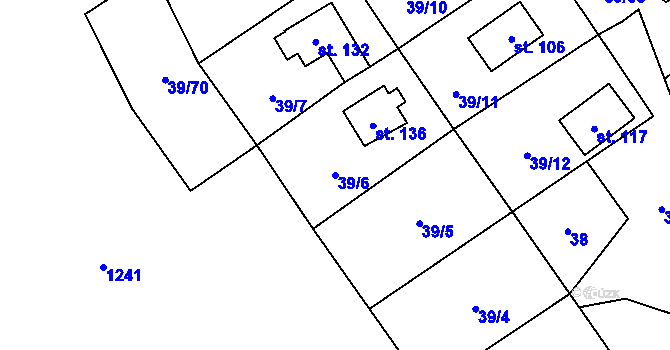 Parcela st. 39/6 v KÚ Petrušov, Katastrální mapa
