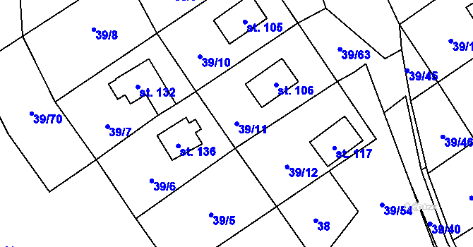 Parcela st. 39/11 v KÚ Petrušov, Katastrální mapa