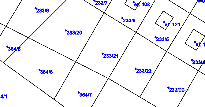 Parcela st. 233/21 v KÚ Petrušov, Katastrální mapa