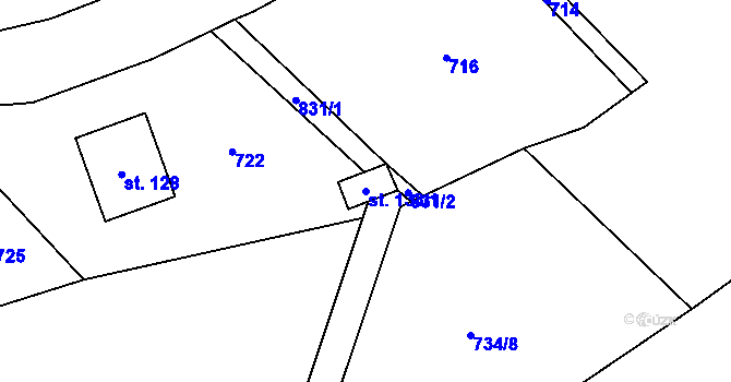 Parcela st. 133/1 v KÚ Petrušov, Katastrální mapa