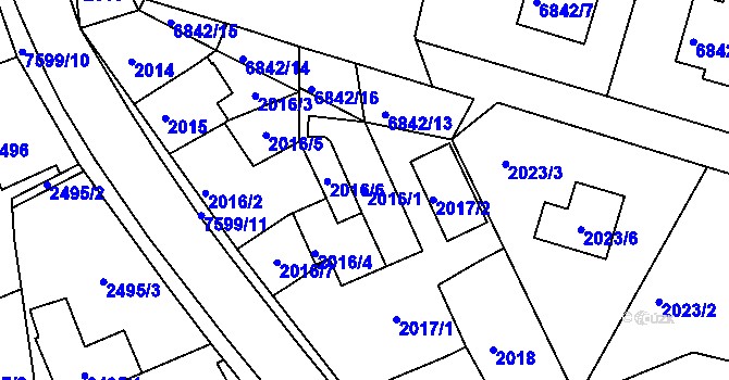 Parcela st. 2016/1 v KÚ Staré Město u Frýdku-Místku, Katastrální mapa