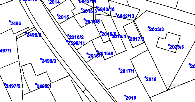 Parcela st. 2016/4 v KÚ Staré Město u Frýdku-Místku, Katastrální mapa