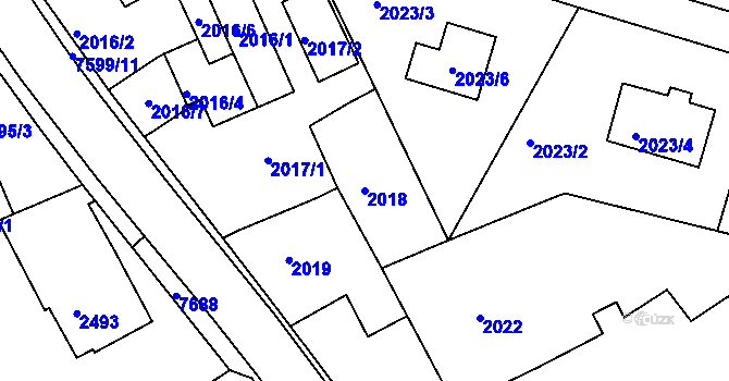 Parcela st. 2018 v KÚ Staré Město u Frýdku-Místku, Katastrální mapa