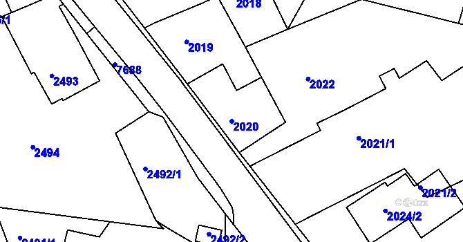 Parcela st. 2020 v KÚ Staré Město u Frýdku-Místku, Katastrální mapa
