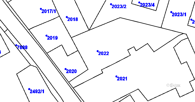 Parcela st. 2022 v KÚ Staré Město u Frýdku-Místku, Katastrální mapa