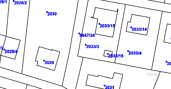 Parcela st. 2033/3 v KÚ Staré Město u Frýdku-Místku, Katastrální mapa