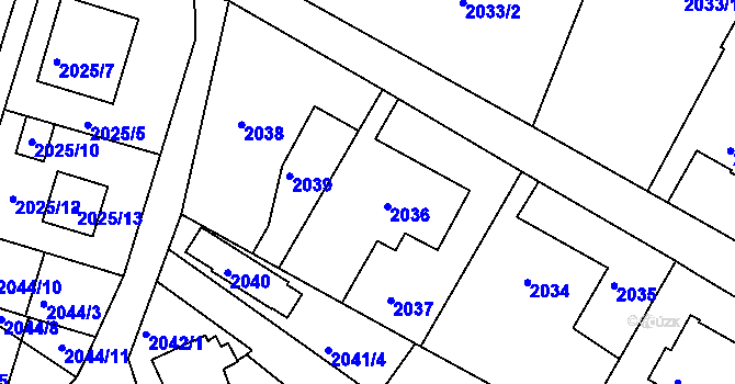 Parcela st. 2036 v KÚ Staré Město u Frýdku-Místku, Katastrální mapa