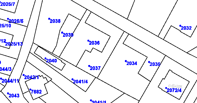 Parcela st. 2037 v KÚ Staré Město u Frýdku-Místku, Katastrální mapa