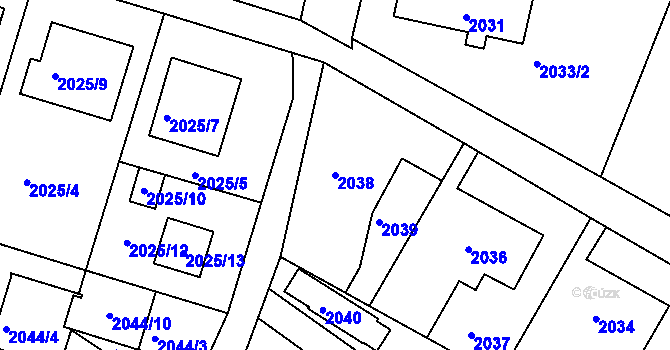 Parcela st. 2038 v KÚ Staré Město u Frýdku-Místku, Katastrální mapa
