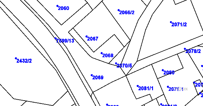 Parcela st. 2068 v KÚ Staré Město u Frýdku-Místku, Katastrální mapa