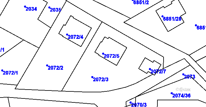 Parcela st. 2072/5 v KÚ Staré Město u Frýdku-Místku, Katastrální mapa