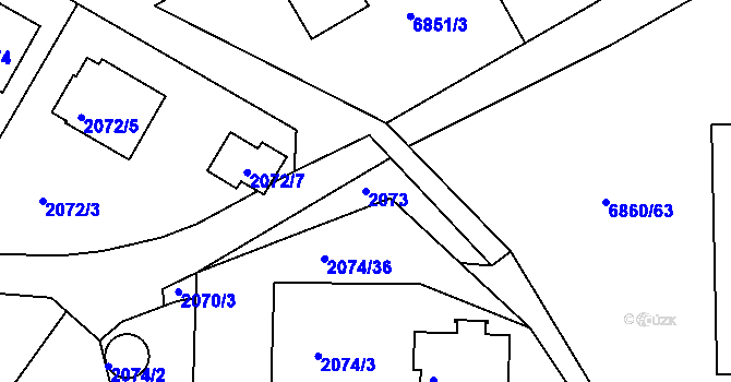 Parcela st. 2073 v KÚ Staré Město u Frýdku-Místku, Katastrální mapa