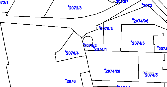 Parcela st. 2074/2 v KÚ Staré Město u Frýdku-Místku, Katastrální mapa